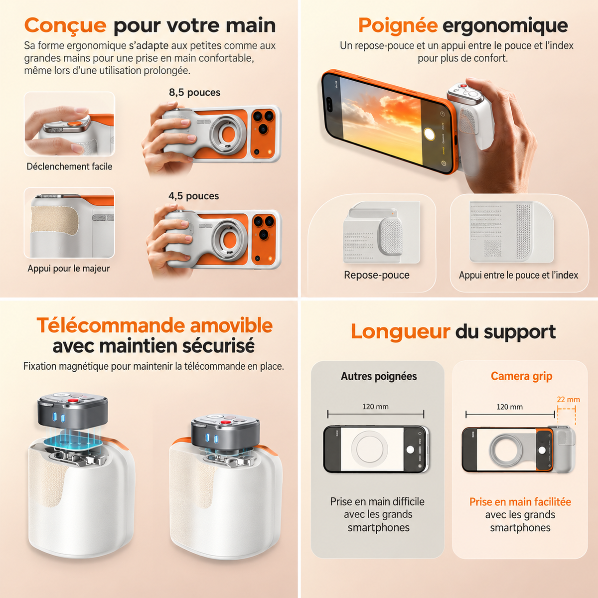 Poignée photo pour smartphone