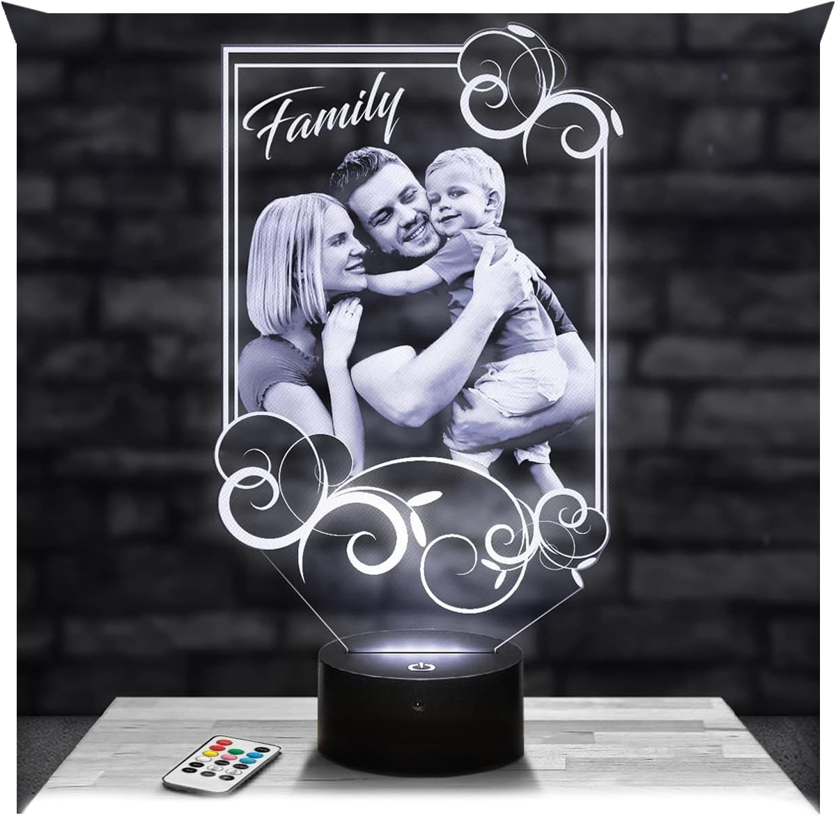 Gravure Photo sur plaque PMMA avec socle lumineux