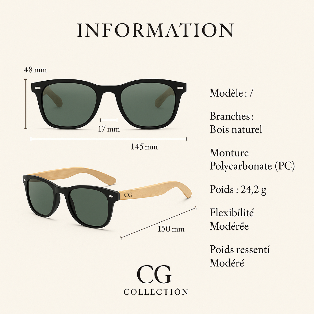 Lunettes de soleil CG Collection – Monture bois & PC