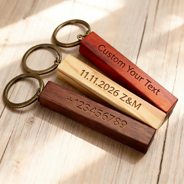 Porte-clés bois gravé personnalisé avec nom